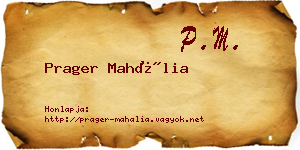 Prager Mahália névjegykártya